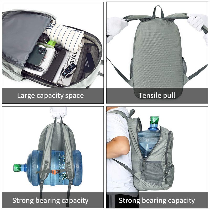 FENGDONG 35L Lightweight Foldable Waterproof Packable Travel Hiking Backpack Daypack for men women Grey - Image 5